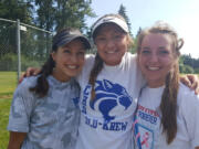 La Center softball players, from left, Alicen Smith, Kayla Aguirre and Jessi Weaver.