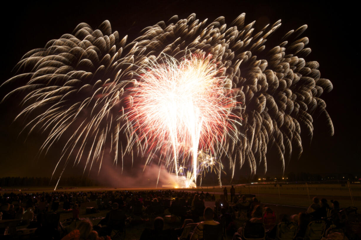 Fireworks at the Independence Day at Fort Vancouver celebration light up the sky at the Fort Vancouver National Site on July 4, 2013.