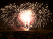 Fireworks at the Independence Day at Fort Vancouver celebration light up the sky at the Fort Vancouver National Site on July 4, 2013.