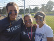 La Center&#039;s Megan Muffett (left), Abby England  (center) and Alicen Smith.