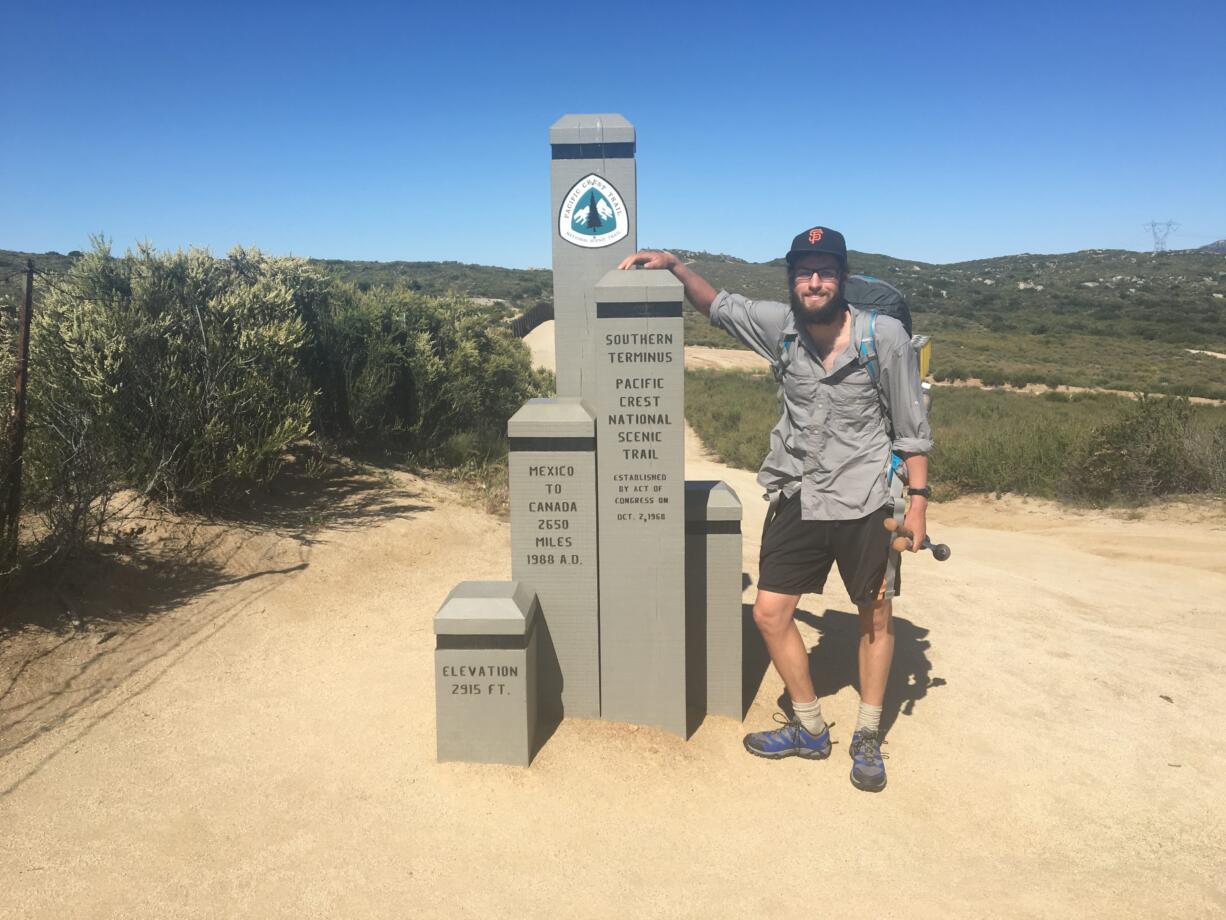 Jeff Garmire of Vancouver stands at the southern terminus of the Pacific Crest National Scenic Trail.