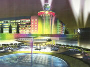 A 2000 rendering shows what a proposed Cowlitz Tribe/Trump casino might have looked like.