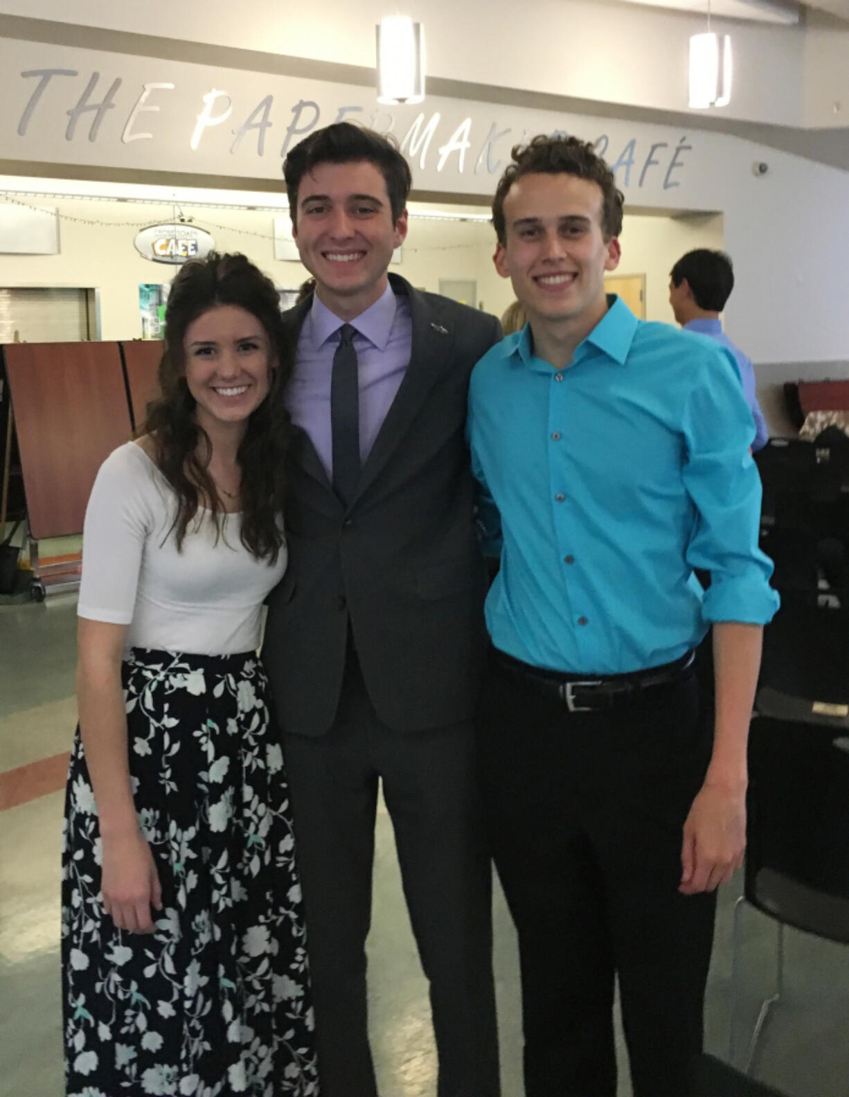 Camas: From left: Liana Mills, secretary, Jack Kelly and Andrew Henson, vice president of Camas&#039; National Honor Society chapter at their induction ceremony on April 28.