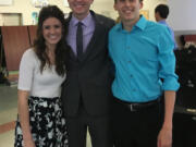 Camas: From left: Liana Mills, secretary, Jack Kelly and Andrew Henson, vice president of Camas&#039; National Honor Society chapter at their induction ceremony on April 28.