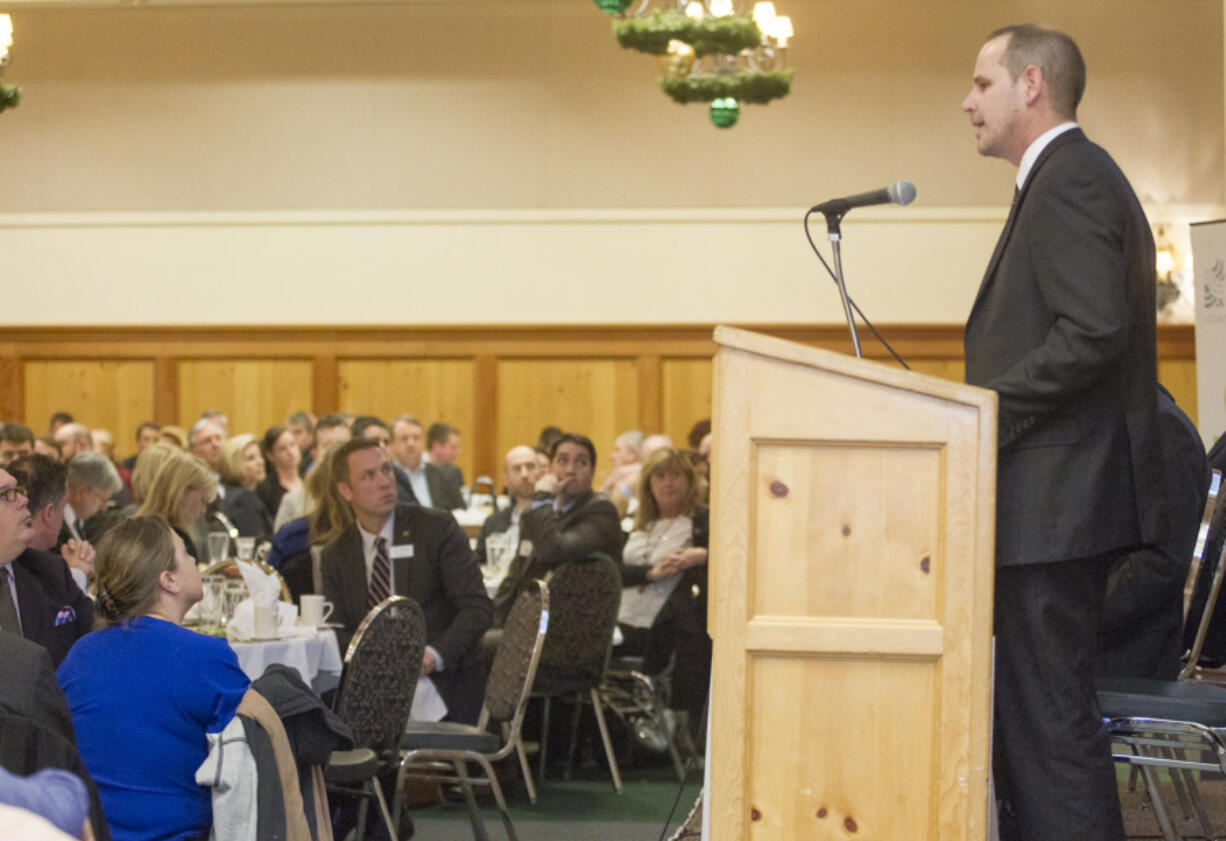 Todd Coleman, then-CEO of the Port of Vancouver, speaks at a luncheon for the Columbia River Economic Development Council in December 2014 at the Heathman Lodge in Vancouver. The CREDC hosted a panel discussion, &quot;The Value of Vision,&quot; featuring representatives from the Port of Vancouver and the cities of Vancouver, Camas and Ridgefield.