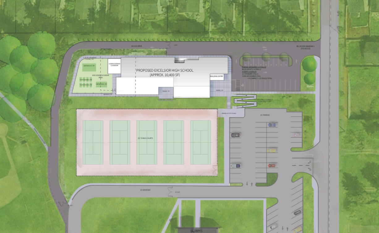 The schematic design for a new Excelsior High School, which the Washougal School District will break ground on Tuesday.