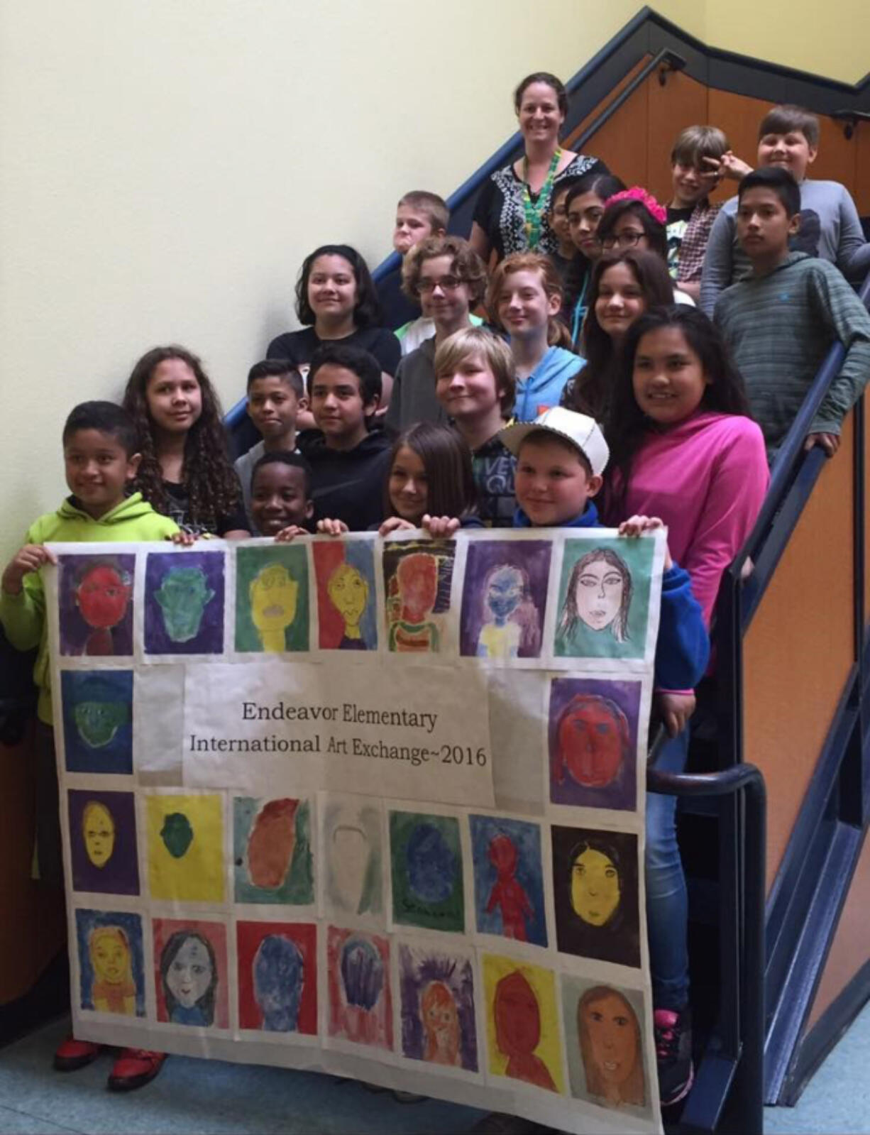 Landover-Sharmel: Endeavour Elementary School students and their self-portraits, which will head to Joyo, Japan, to be on display as part of the Sister City Art Exchange.