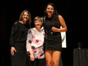 Hockinson High graduate Taylor Van Valey, right, was named Northwest Nazarene University top female senior athlete. She competed in volleyball and track and field. At left is NNU athletic director Kelli Lindley. At center is Dr. Martha Hopkins, one of the women for whom the Hopkins-Humphrey Female Athlete Award is named.