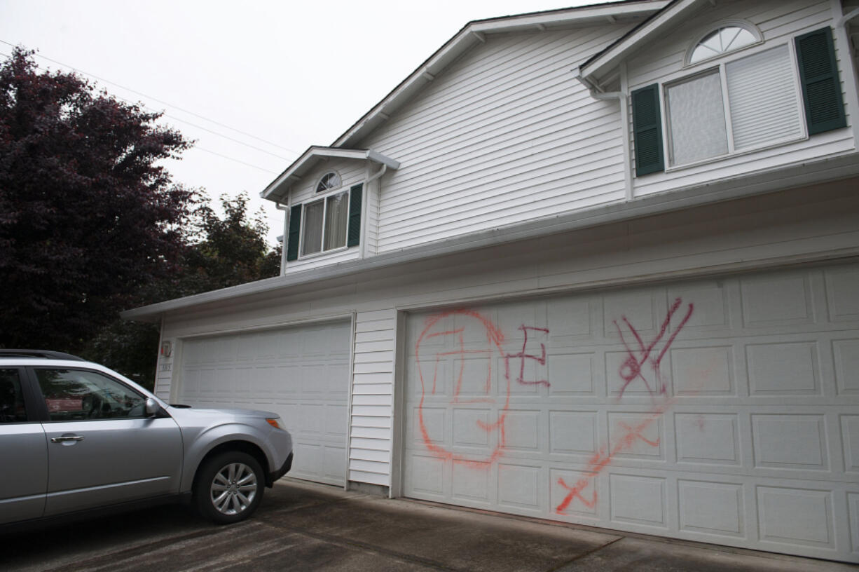 Graffiti was found on a home in the 5300 block of Northeast 84th Loop on Wednesday morning.