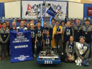 North Salmon Creek: Team members of the Skyview Stormbots celebrate their win at the FRC Robotics Competition.