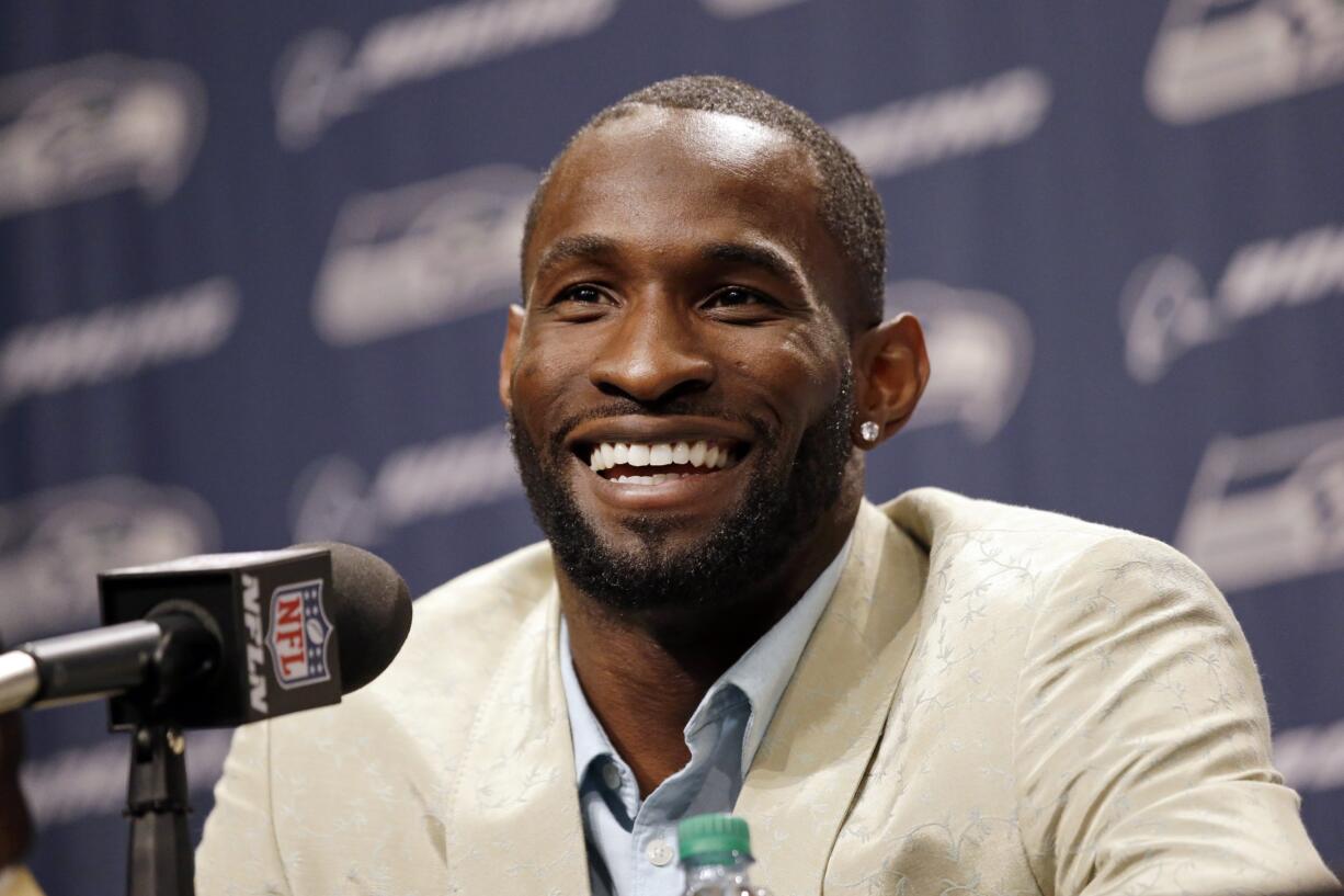 Seattle Seahawks' Ricardo Lockette speaks at a news conference while announcing his retirement at the team's football training facility, Thursday, May 12, 2016, in Renton, Wash. Lockette is retiring six months after suffering a serious neck injury in a game at Dallas.