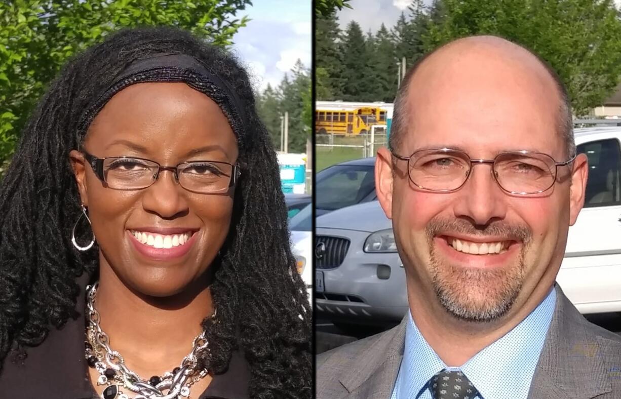 Charlene Williams, left, is Camas School District's new assistant superintendent of educational services, and Jasen McEathron is Camas School District's new director of business services.