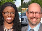 Charlene Williams, left, is Camas School District's new assistant superintendent of educational services, and Jasen McEathron is Camas School District's new director of business services.