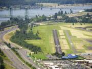 The Pearson Field runway from the air in June 2008.