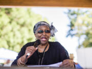 The Rev. Marva J. Edwards gives the opening remarks during last year&#039;s Juneteenth event at Marshall Park, held by the Vancouver chapter of the National Association for the Advancement of Colored People.