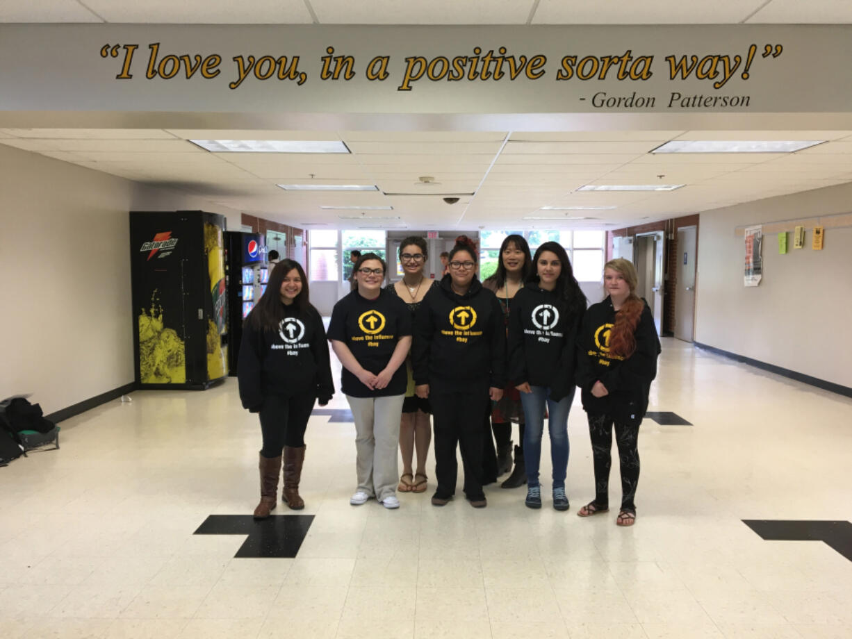 Central Park: Above the Influence #Bay members Sayra Arroyo-Patino, from left, Jennifer Lopez, Annika Davila, Brissa Olivarez Garcia, Susan Peng-Cowan, faculty adviser, Maria Echevarria and Summer Ludahl.