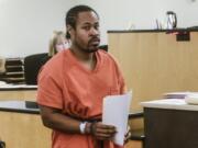 Michael Diontae Johnson, the man who authorities say swapped identities with a fellow inmate to escape from the Clark County Jail in May, appeared Monday in Clark County Superior Court on suspicion of second-degree escape.