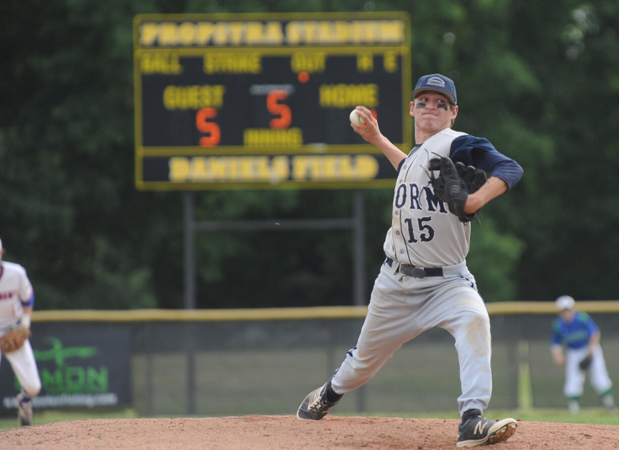 Mitchell Smith of Skyview pitches as he participates in the Southwest Washington Baseball All-Star series for high school baseball players.