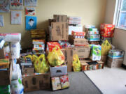 Some of the food collected during a monthlong drive by Windermere Stellar real estate agents, who also served food at all Meals on Wheels locations in the county as part of their Community Service Day.