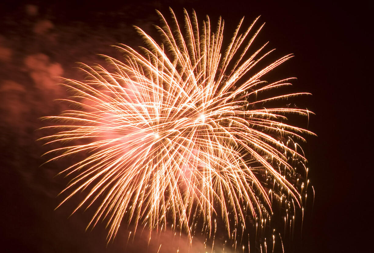 Fireworks fly at Cottonwood Beach in Washougal on July 4, 2009.