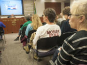 Residents of Mosier, Ore., joined the crowd urging the Port of Vancouver to cancel an oil terminal project&#039;s lease.