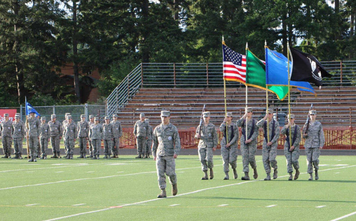 Battle Ground: Battle Ground Public Schools&#039; Air Force Junior Reserve Officer Training Corps at their annual Pass in Review ceremony.