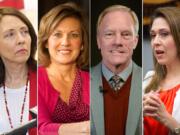 U.S. Sen. Maria Cantwell, D-Wash., from left, state Rep. Lynda Wilson, R-Vancouver, state Rep. Paul Harris, R-Vancouver, and U.S. Rep.