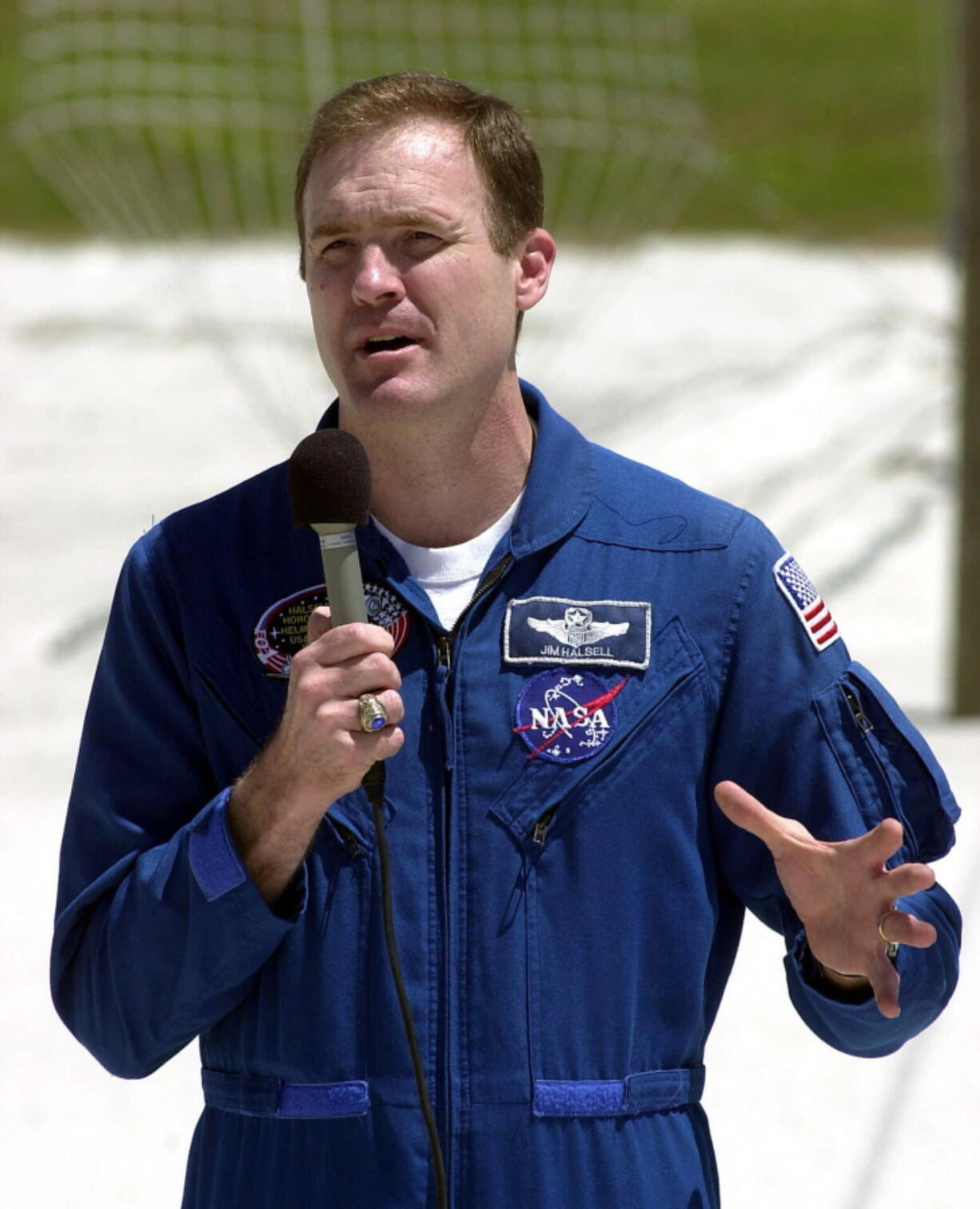 Space shuttle Atlantis mission commander James Halsell Jr. speaks to reporters at the Kennedy Space Center in Cape Canaveral, Fla., about a problem with the Atlantis. Halsell Jr. of Huntsville was arrested after a crash that killed 11-year-old Niomi Deona James and 13-year-old Jayla Latrick Parler of Brent early Monday, June 6, 2016.