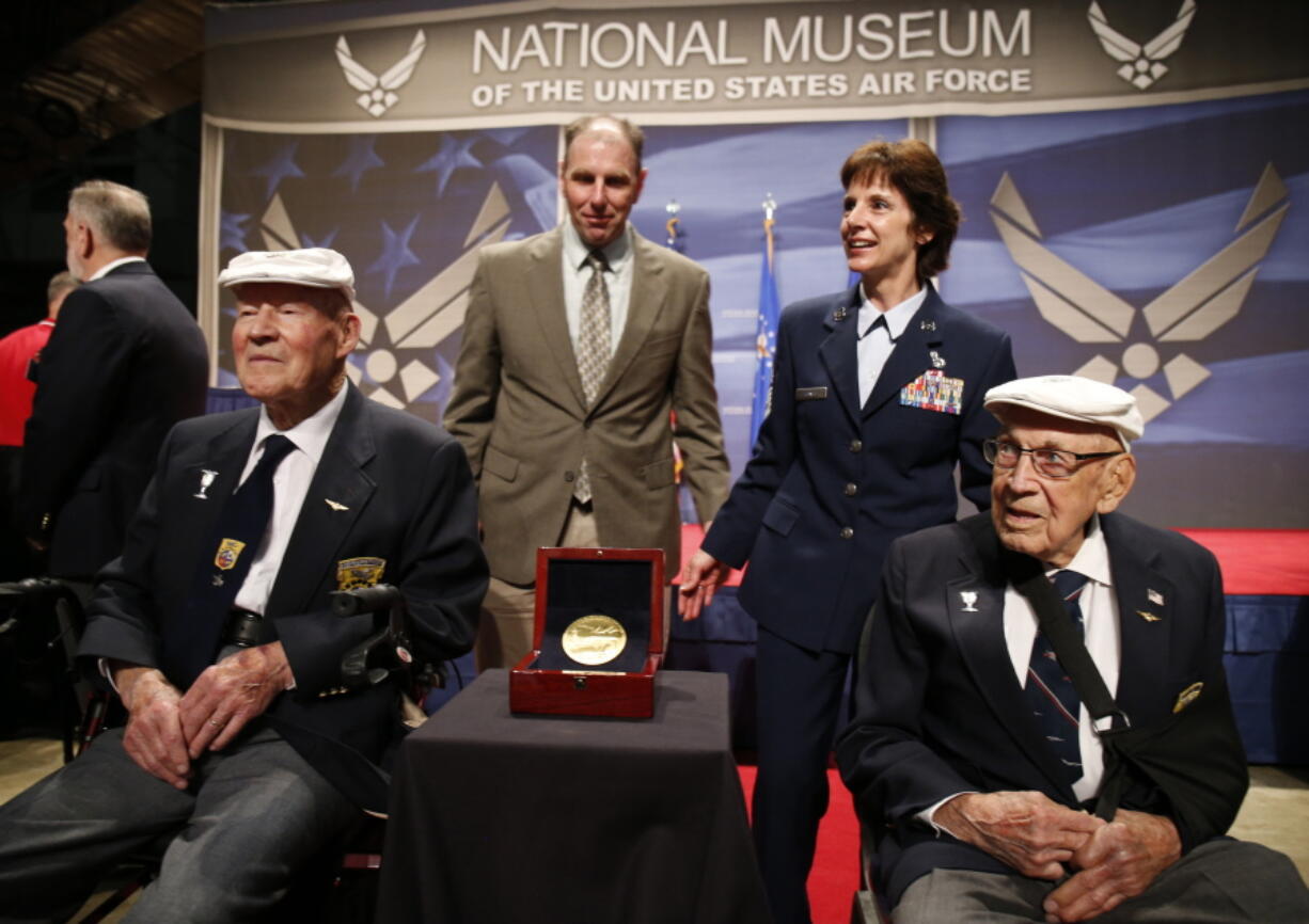 Retired Staff Sgt. David Thatcher attends a presentation at Wright-Patterson Air Force Base in Dayton, Ohio, in April 2015.