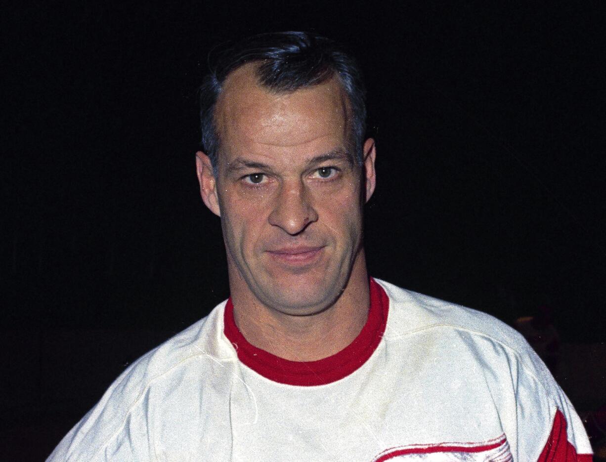 This is a Nov. 1967, file photo showing Detroit Red Wings hockey player Gordie Howe. Howe, the rough-and-tumble Canadian farm boy whose boundless blend of talent and toughness made him the NHL’s quintessential star during a career that lasted into his 50s, has died. He was 88.