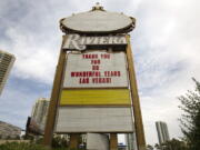 A sign thanks guests at the 60-year-old Riviera Hotel and Casino in Las Vegas, Nev., in 2015.