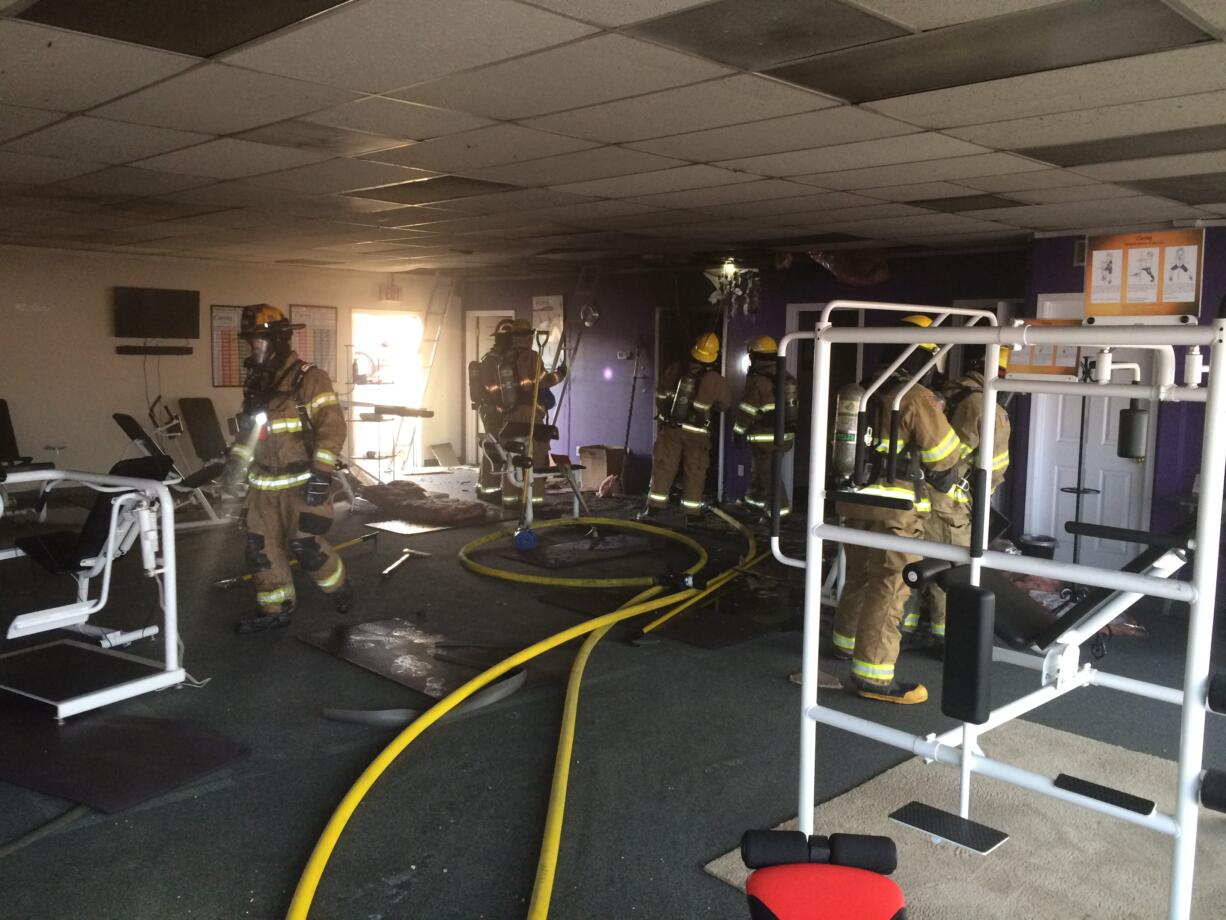 Firefighters extinguished a blaze at Curves health club in Battle Ground Monday night.