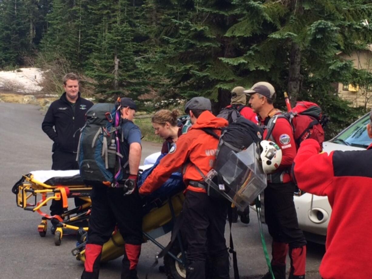 Volcano Rescue Team out of Yacolt helped bring an injured hiker down from Mount St. Helens Thursday.