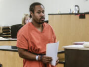 Michael Diontae Johnson, pictured June 13 in Clark County Superior Court, was sentenced Wednesday to five years in prison after swapping identities with a fellow inmate and escaping from the Clark County Jail in May. The sentence will run consecutive to his 24-year prison sentence in Arizona.