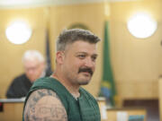 Triple-homicide suspect Brent W. Luyster makes a first appearance Monday morning, July 18, 2016, in Clark County Superior Court. Luyster's arraignment on Monday was set over to August. He faces three counts of aggravated first-degree murder, attempted first-degree murder, and first- and second-degree unlawful possession of a firearm. Aggravated murder carries the possibility of the death penalty.