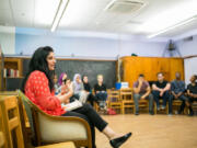 Author Nadia Hashimi, an Afghan American, speaks to students about the power of words at Camp Ramadan recently in Bethesda, Md.