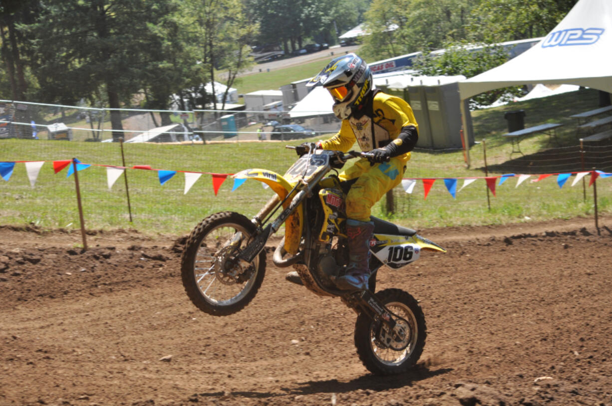 Antonio Atiyoot, a 13-year-old from Thailand, races in a 85cc motocross race Thursday at Washougal Motocross Park.