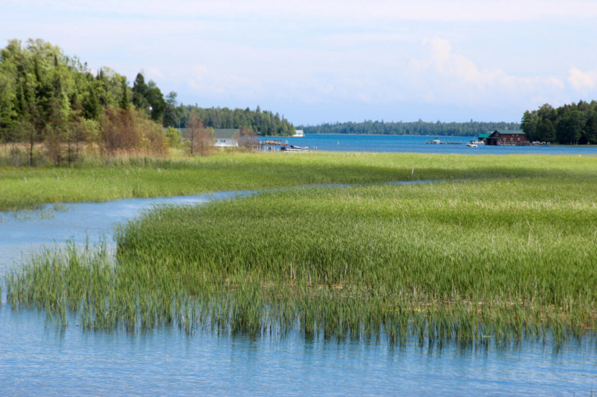 The view from a bridge linking Hill Island and Island No. 8 in the Les Cheneaux Islands in the eastern Upper Peninsula of Michigan.