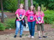 Edgewood Park: The Vancouver chapter of the American Association of University Women paid the tuition for Ashlyn Shradbeck, from left, Felicity Burton and Shyann Langord to attend Tech Trek in Tacoma.