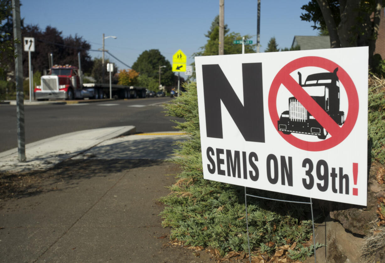 The city of Vancouver is considering banning trucks of a certain size from using 39th street, on the city's west side. Big trucks have become an issue to area residents since the state-built $19 million bridge spanning the railroad tracks near Fruit Valley Road opened in late 2010.