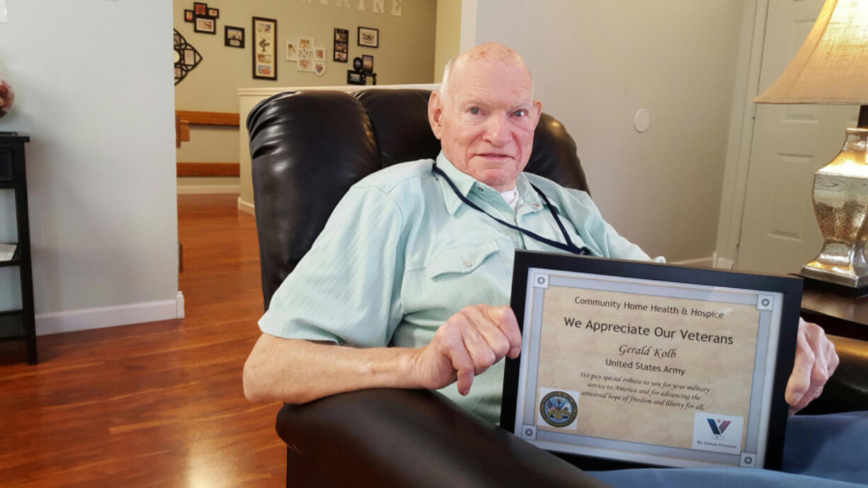 Salmon Creek: Gerald Kolb, the 500th veteran taken care of by Community Home Health &amp; Hospice through a partnership with We Honor Veterans.