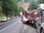 About 3,000-4,000 gallons of pomegranate juice spilled on Highway 14 east of Stevenson Friday afternoon. No injures were reported.