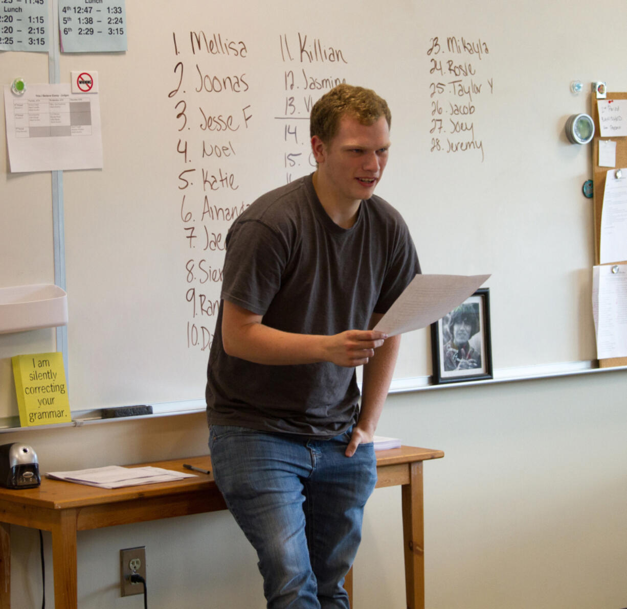 Woodland High School student Jesse Fretwell reading his essay for the &quot;This I Believe&quot; essay project.