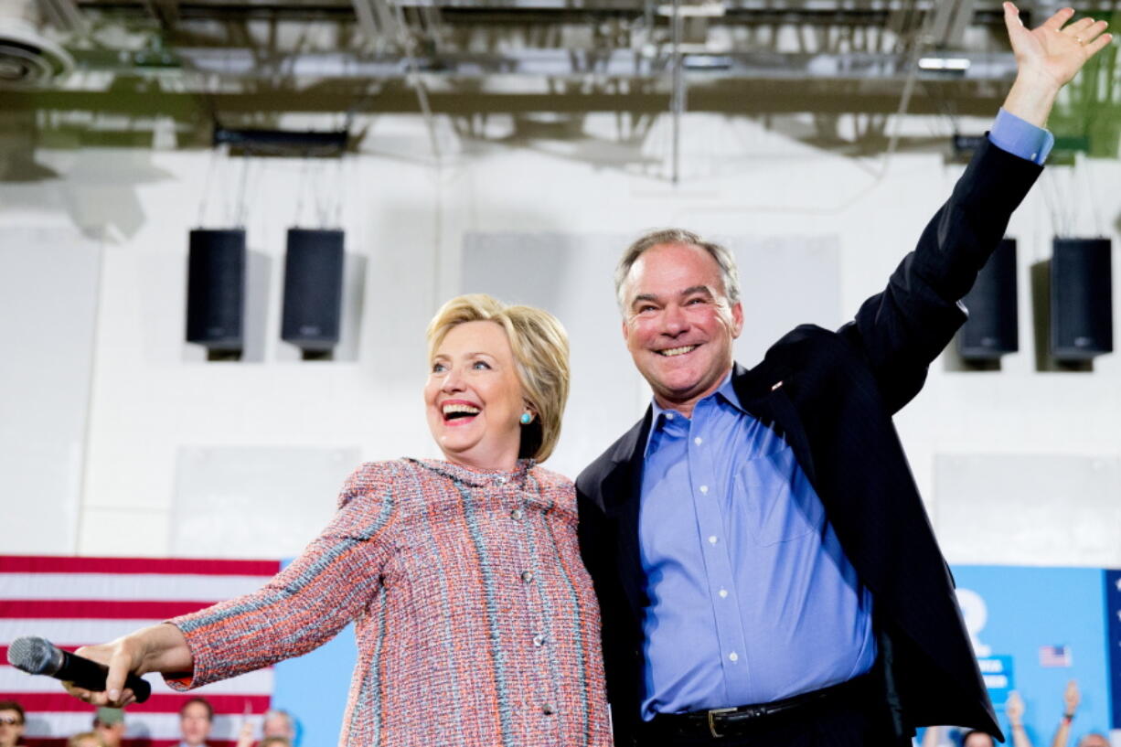 Democratic presidential candidate Hillary Clinton with Sen.