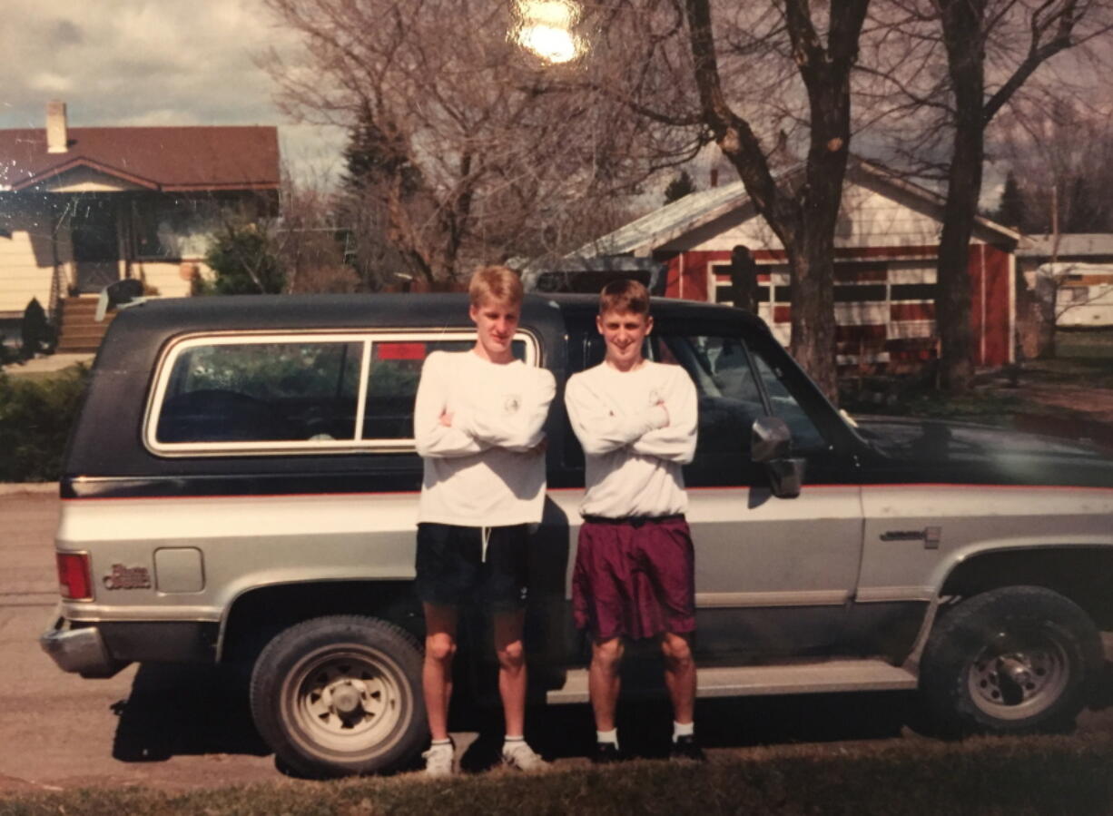 This 1994 photo provided by Miles Mason shows Mason, left, with friend, Brad Treat, a victim of fatal grizzly bear mauling in Montana&#039;s Flathead National Forest outside Glacier National Park, as they pose in Kalispell, Mont. Treat, 38, was knocked off his bike Wednesday after he and another rider apparently surprised the bear, a grizzly, according to initial and still-unconfirmed accounts, in the Flathead National Forest, authorities said. The other rider, whose name was not released, went to get help and was not hurt.