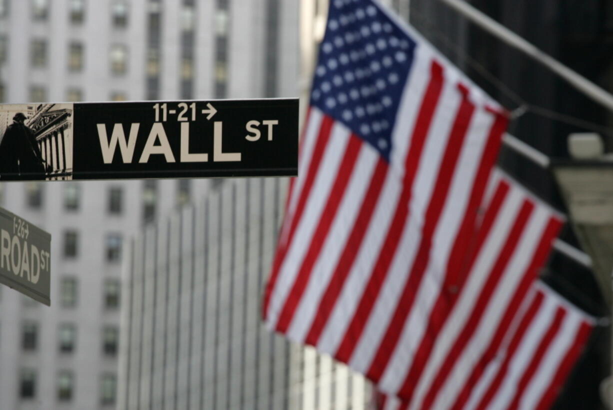 A Wall Street sign is shown in New York.