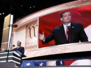 Sen. Ted Cruz, R-Texas, speaks Wednesday during the third day of the Republican National Convention in Cleveland. Washington GOP chair Susan Hutchison confronted Cruz over his refusal to endorse Donald Trump for president.