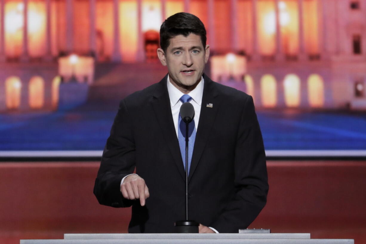 Speaker Paul Ryan of Wisconsin, speaks during the second day of the Republican National Convention in Cleveland on July 19. (AP Photo/J.