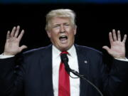 Republican presidential candidate Donald Trump speaks Friday during the opening session of the Western Conservative Summit in Denver.