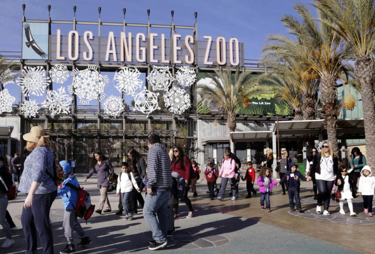 School children arrive at Los Angeles Zoo, in Los Angeles. Comedian Jeff Wysaki said on social media in June 2016 that he posted fake animal facts around the zoo.